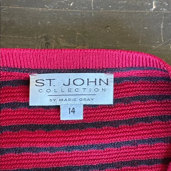 St. John Red and Black Striped Sweater - Picture 5 of 5